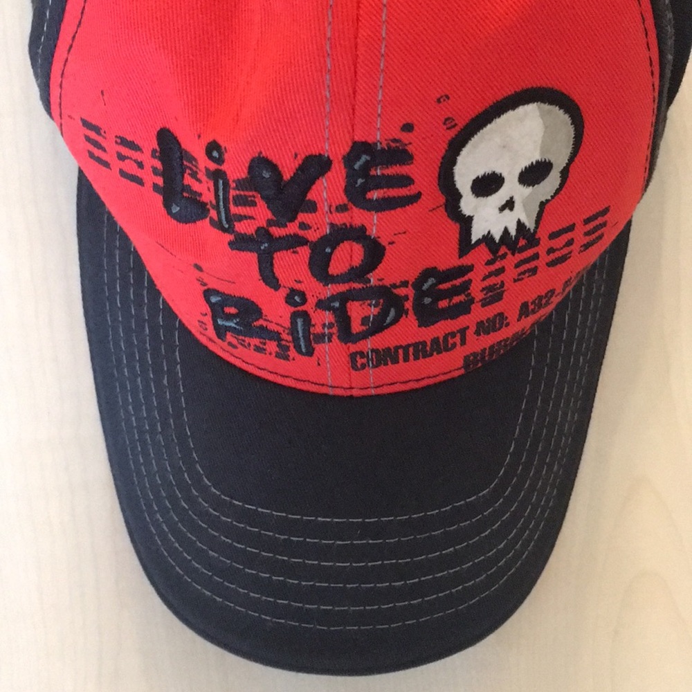 Live To Ride Red & Black Baseball Cap 100% Cotton